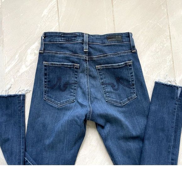 Adriano Goldschmied Denim Farrah High-Rise Skinny Ankle Raw Hem Blue Jeans 26R - Picture 3 of 13